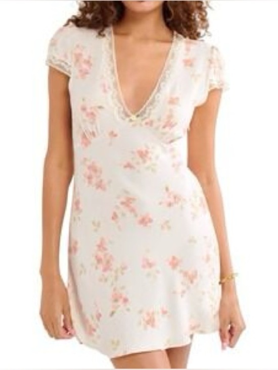 Rumored Dresses & Skirts - Rumored Floral Lace Trim Mini Dress Coquette Cottagecore‎ L NWOT